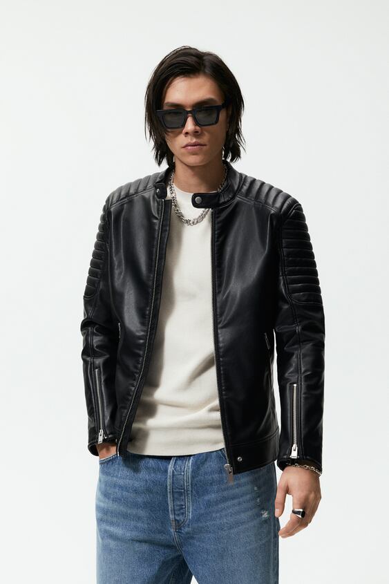 Faux Leather Biker Jacket Black, Black Leather Top Zara