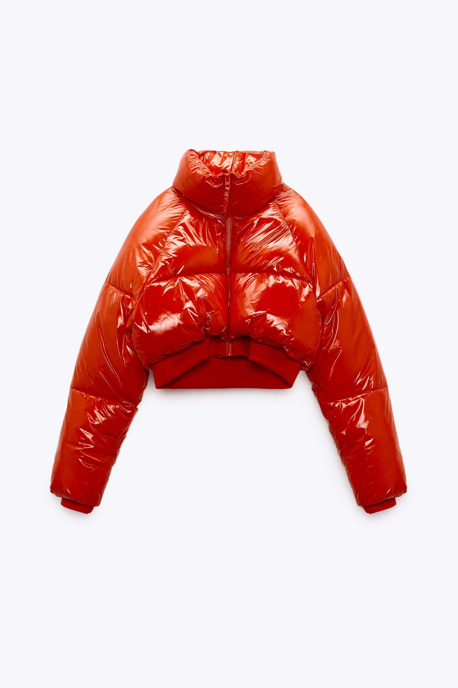 orange puffer jacket cropped
