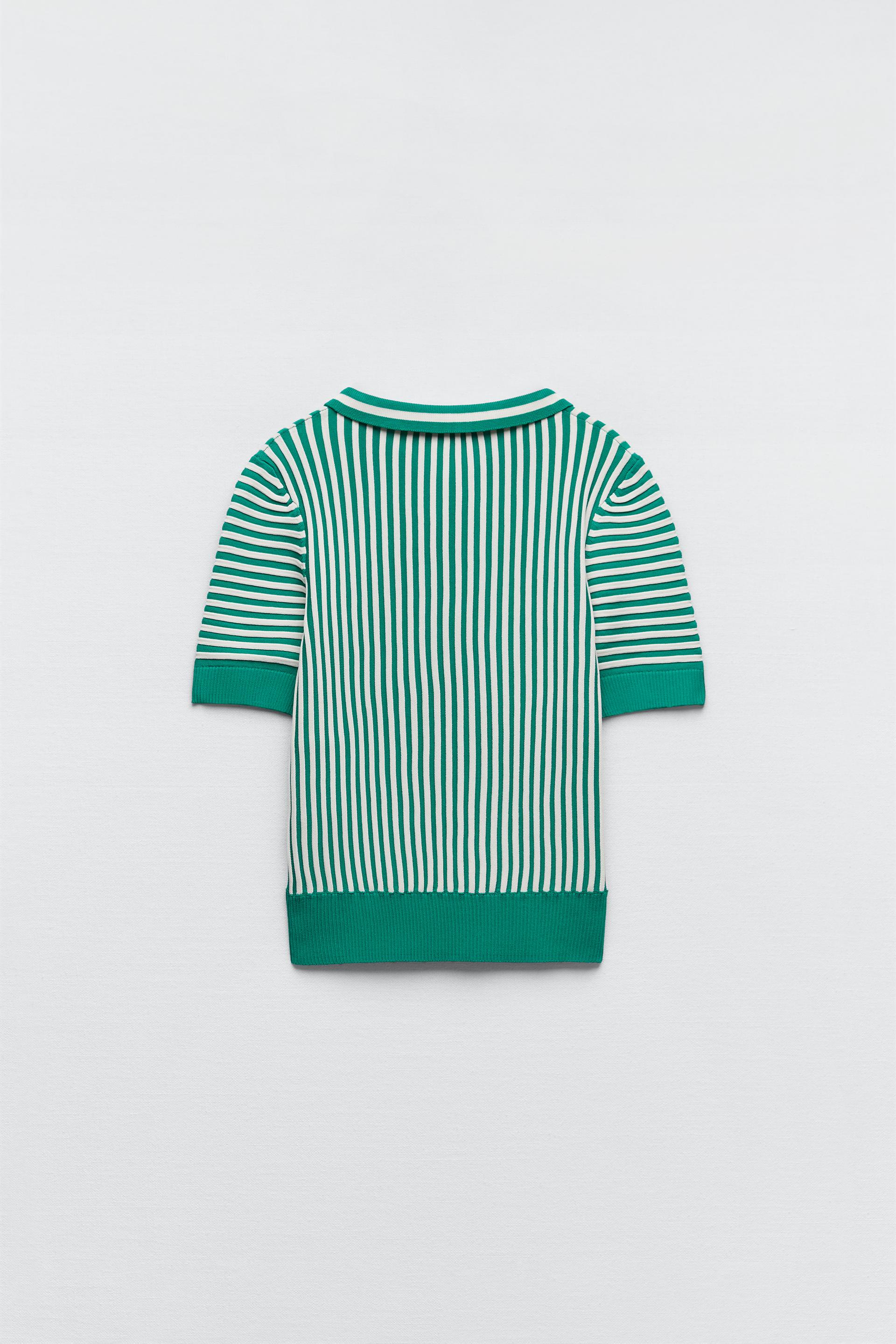 POLO PUNTO RIB RAYAS - Blanco / Verde | ZARA España