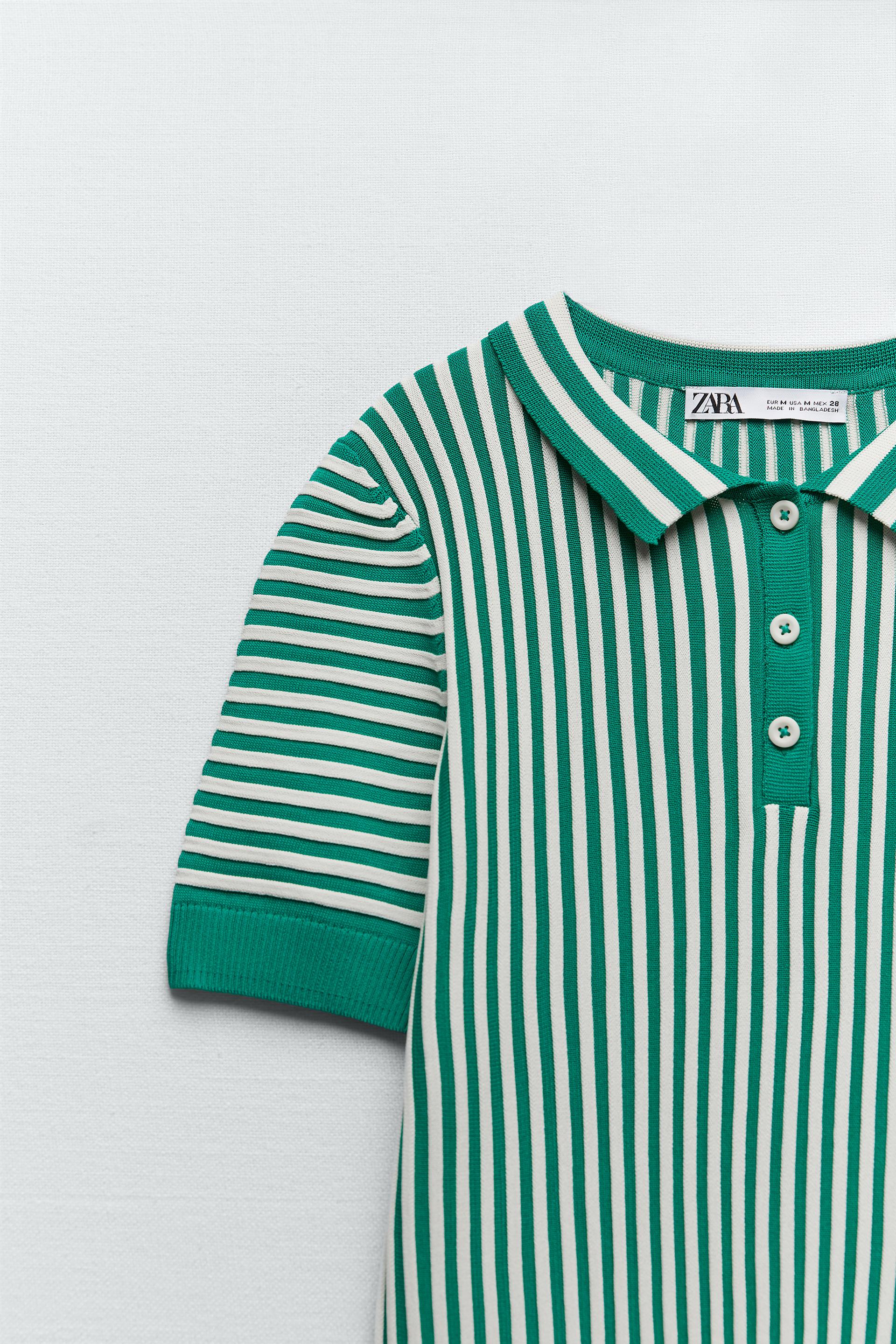 POLO PUNTO RIB RAYAS - Blanco / Verde | ZARA España