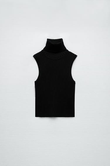 Image 0 of BASIC RIBBED KNIT TOP from Zara