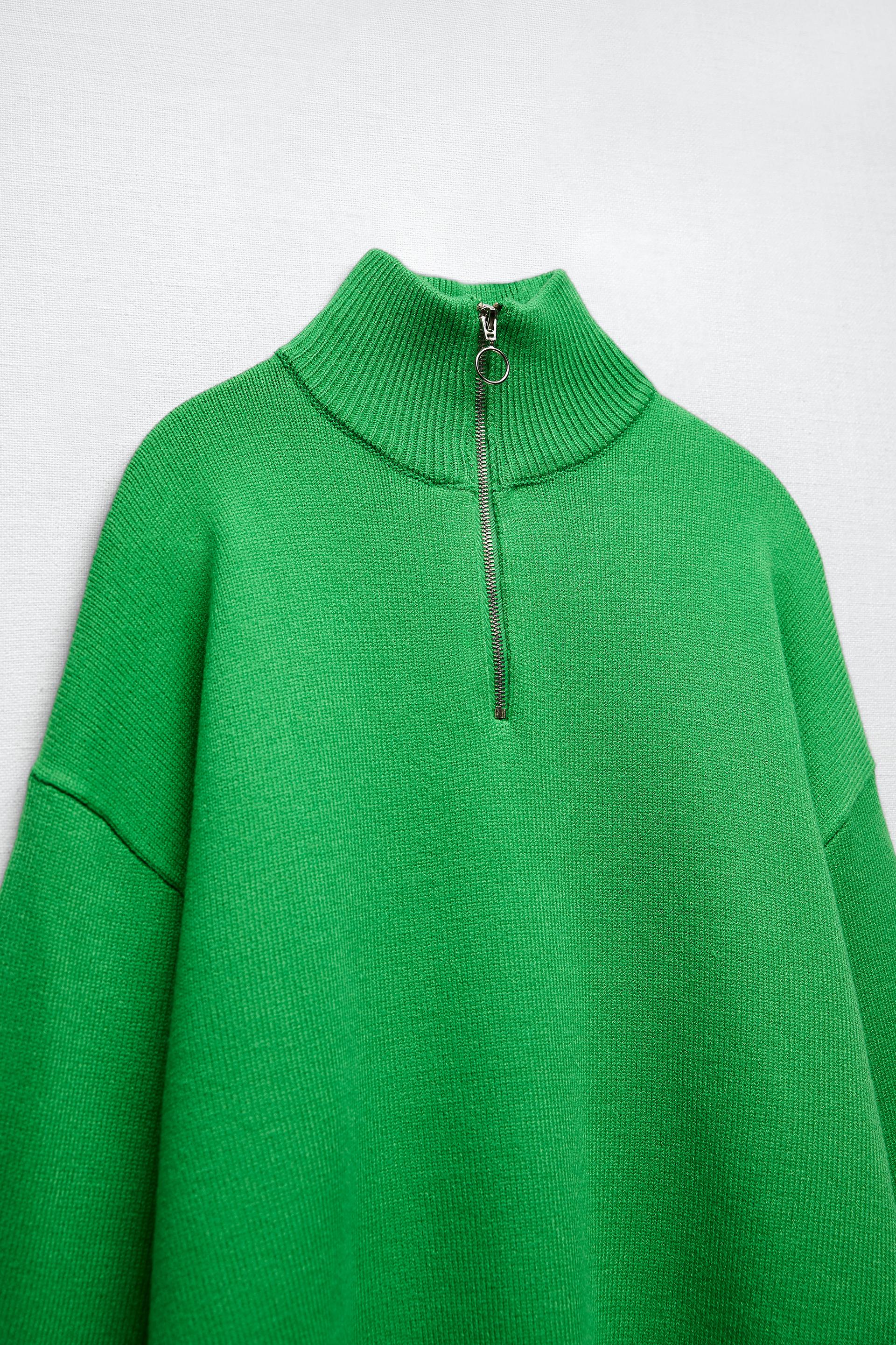 zara zip knit sweater