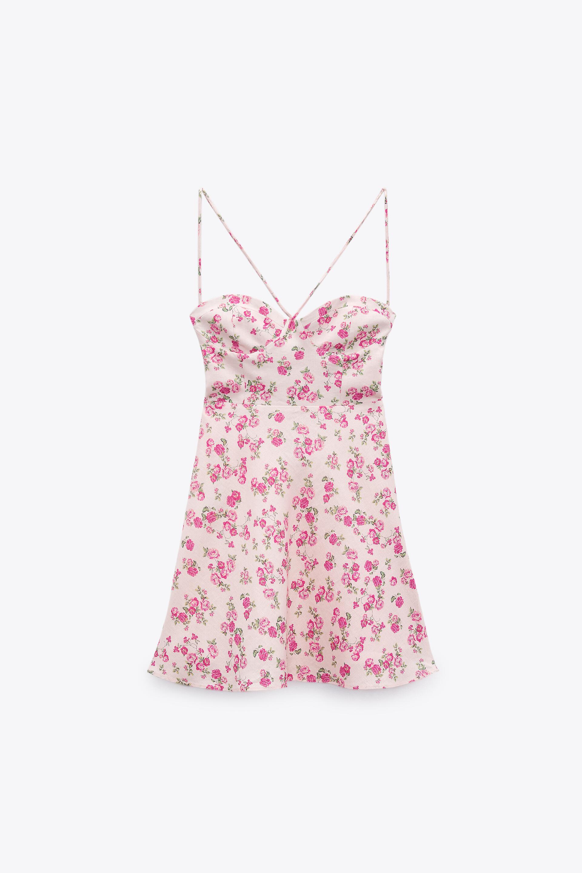 Zara linen blend floral dress Outlet