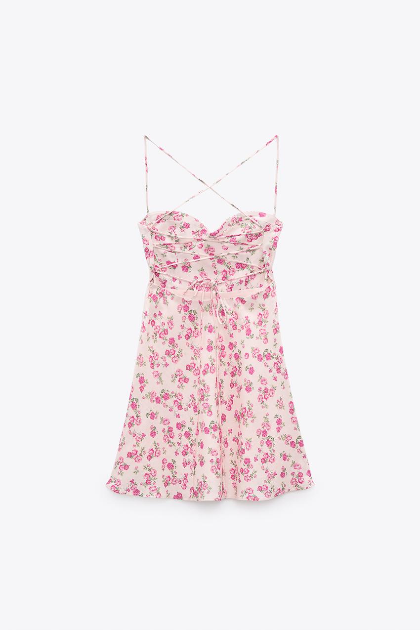 Zara linen blend floral dress clearance