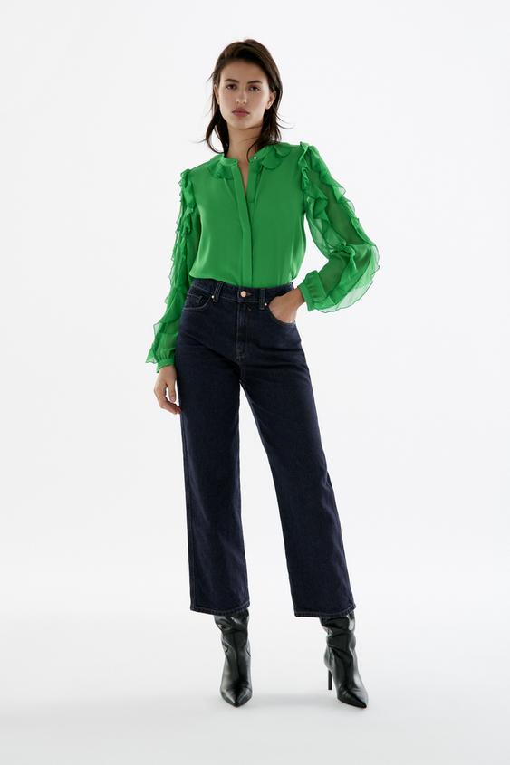 blouse verte zara