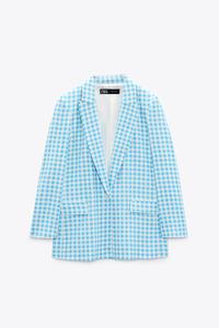 BLAZER CRUZADA PATA DE GALLO - Crudo / Azul | ZARA España