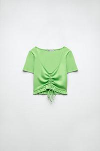 クロップドプリントトップス - ピスタチオ | ZARA Japan / 日本