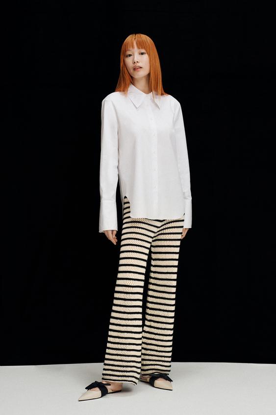 ストライプ ニットパンツ エクリュ ブラック Zara Japan 日本 ストライプ ニットパンツ エクリュ ブラック Zara Japan 日本