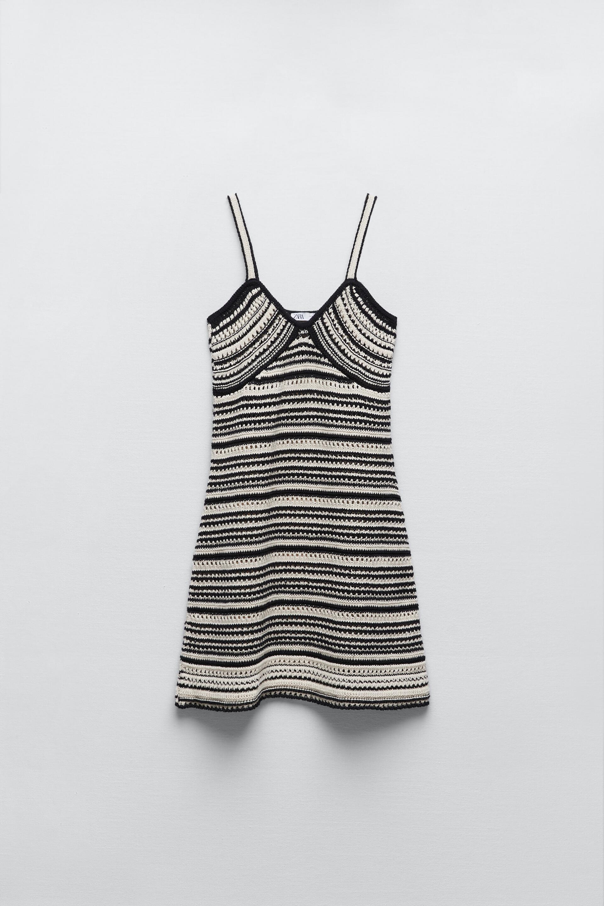 VESTIDO RÚSTICO RAYAS PUNTO - Negro / Crudo | ZARA España
