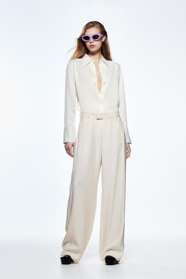 white trousers zara