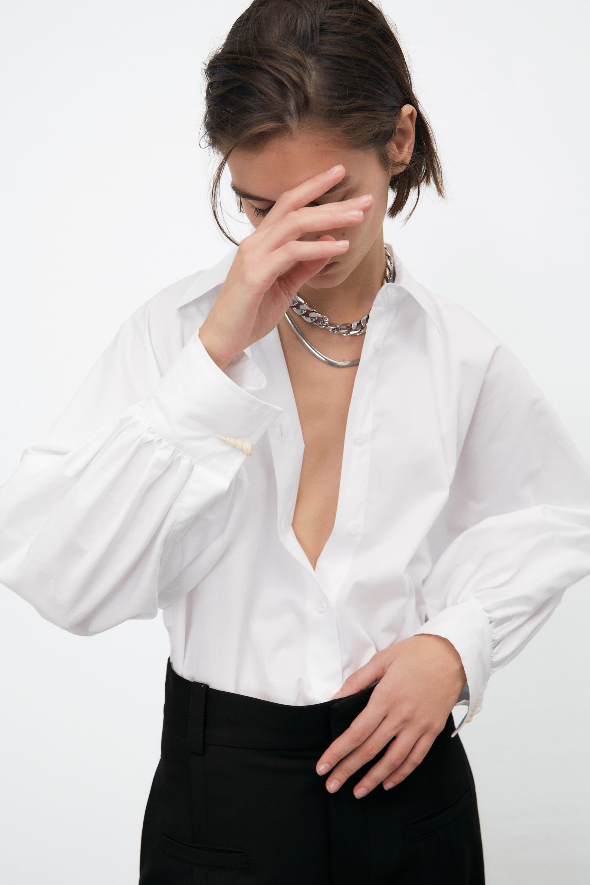 POPLIN SHIRT WITH VOLUMINOUS SLEEVES 