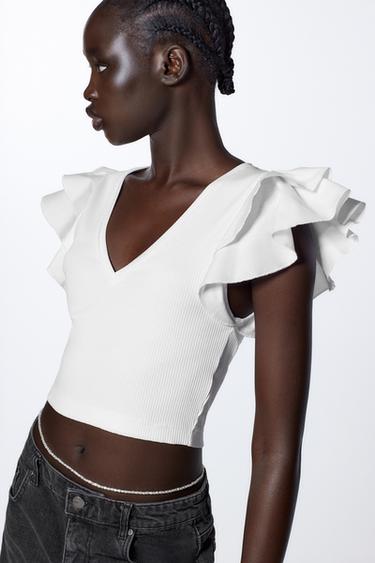 Camisetas Cuello Pico de Mujer | ZARA España