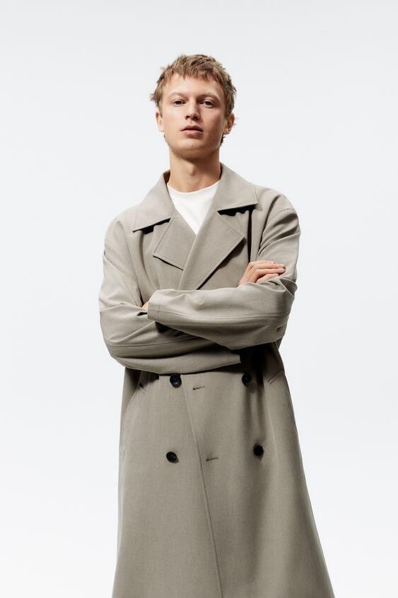 Flowing Trench Coat Brown Taupe, Long Flowing Trench Coat By Zara