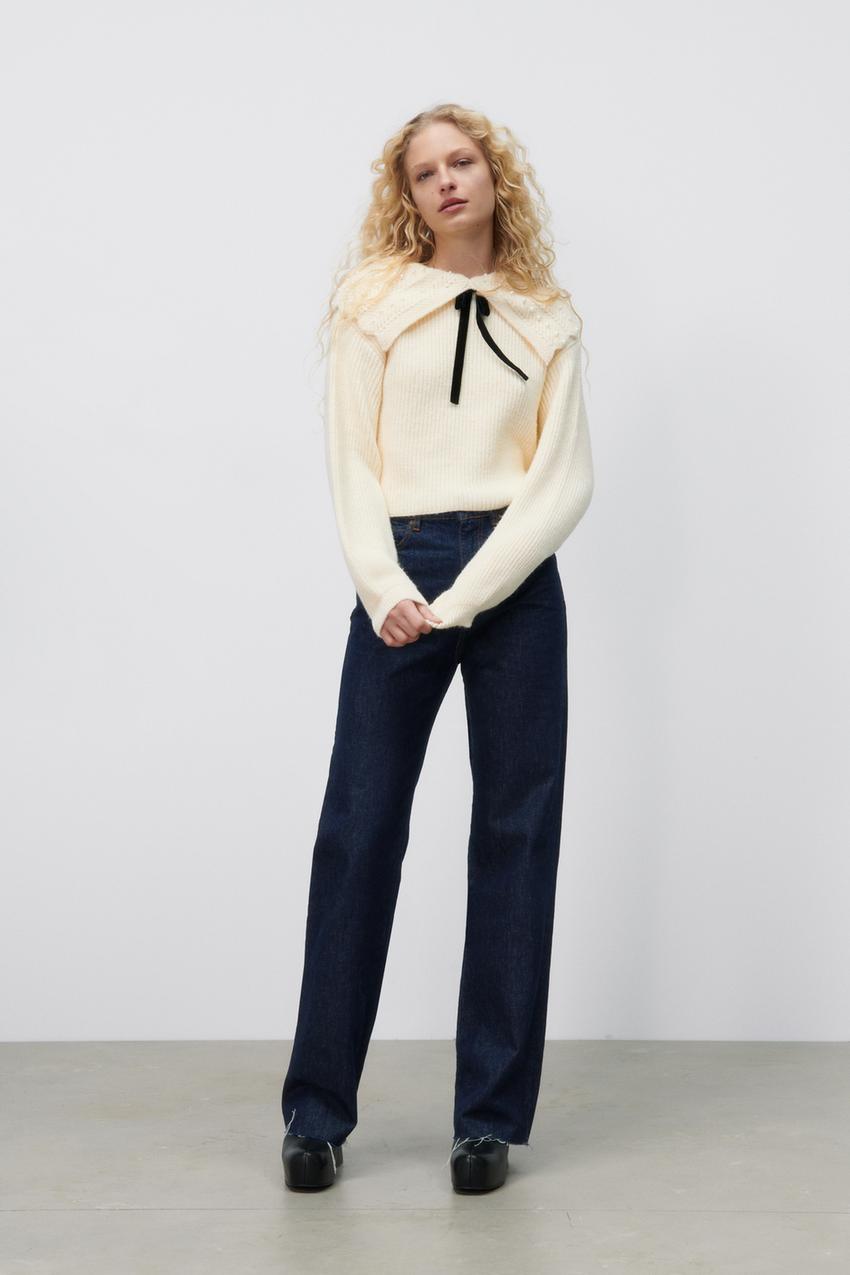 Zara pearl bow sweater Clearance