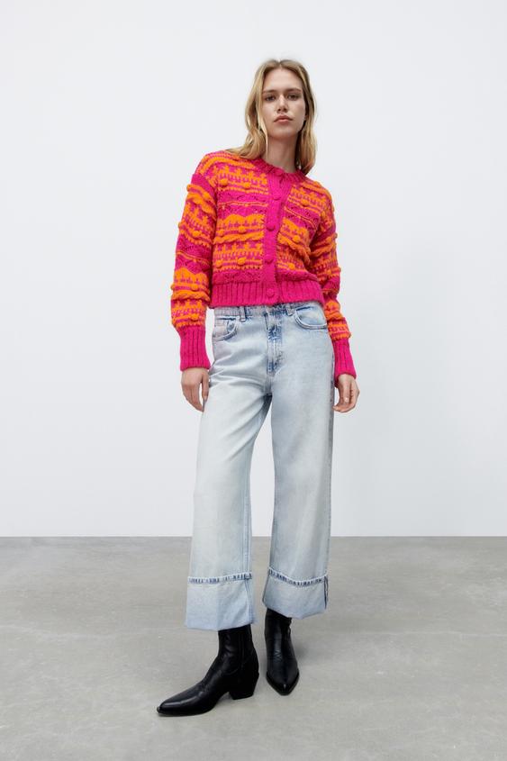 Zara POMPOM KNIT JACKET - 144400952-050-
