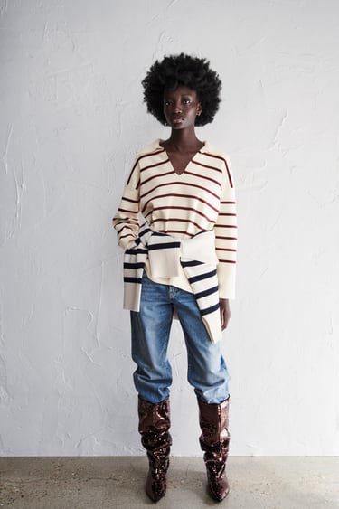 OVERSIZED KNIT POLO SWEATER