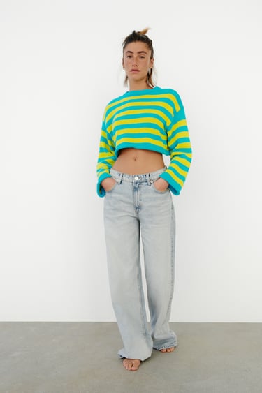 KNIT CROPPED STRIPED SWEATER