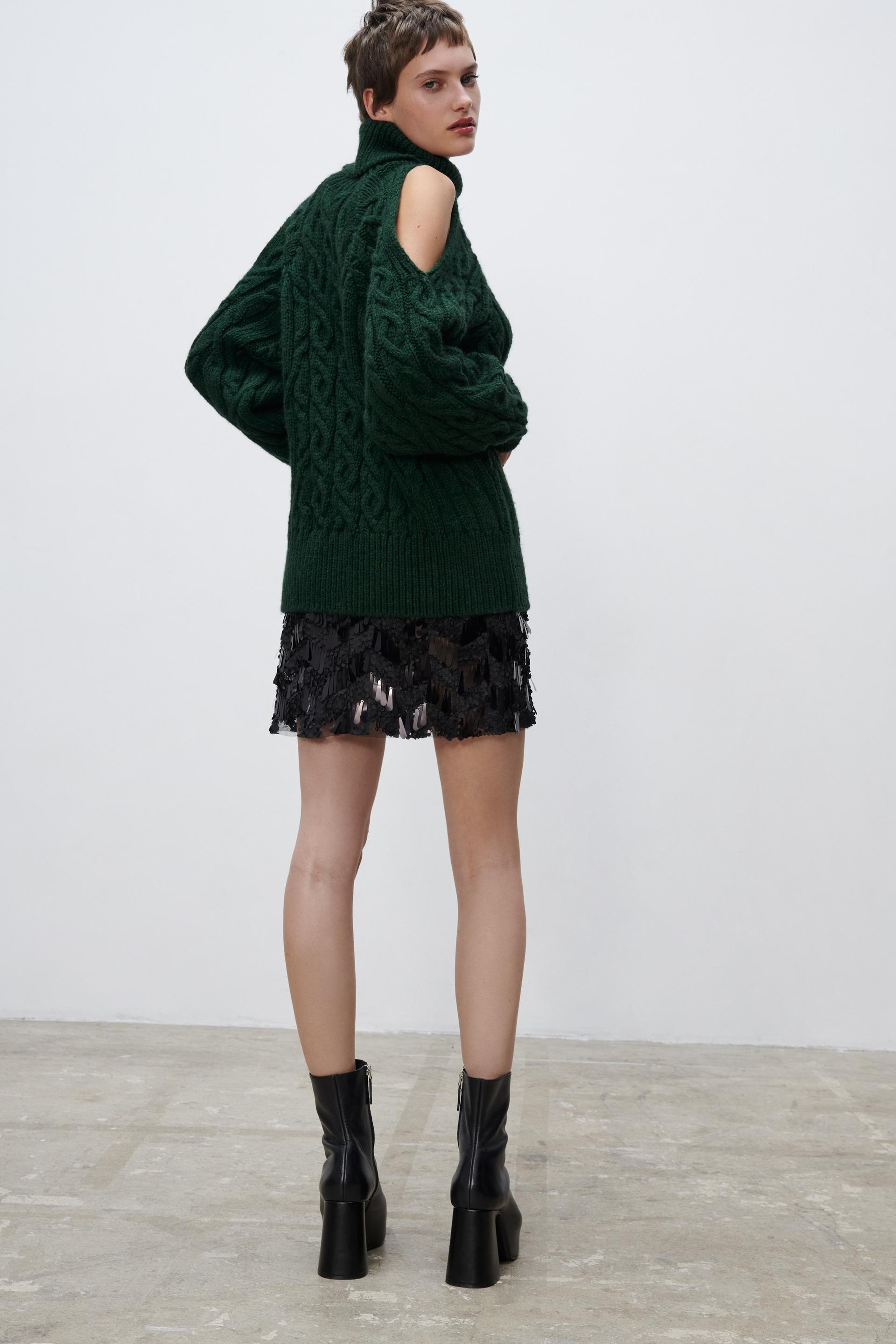 Zara CUT OUT CABLE KNIT SWEATER 