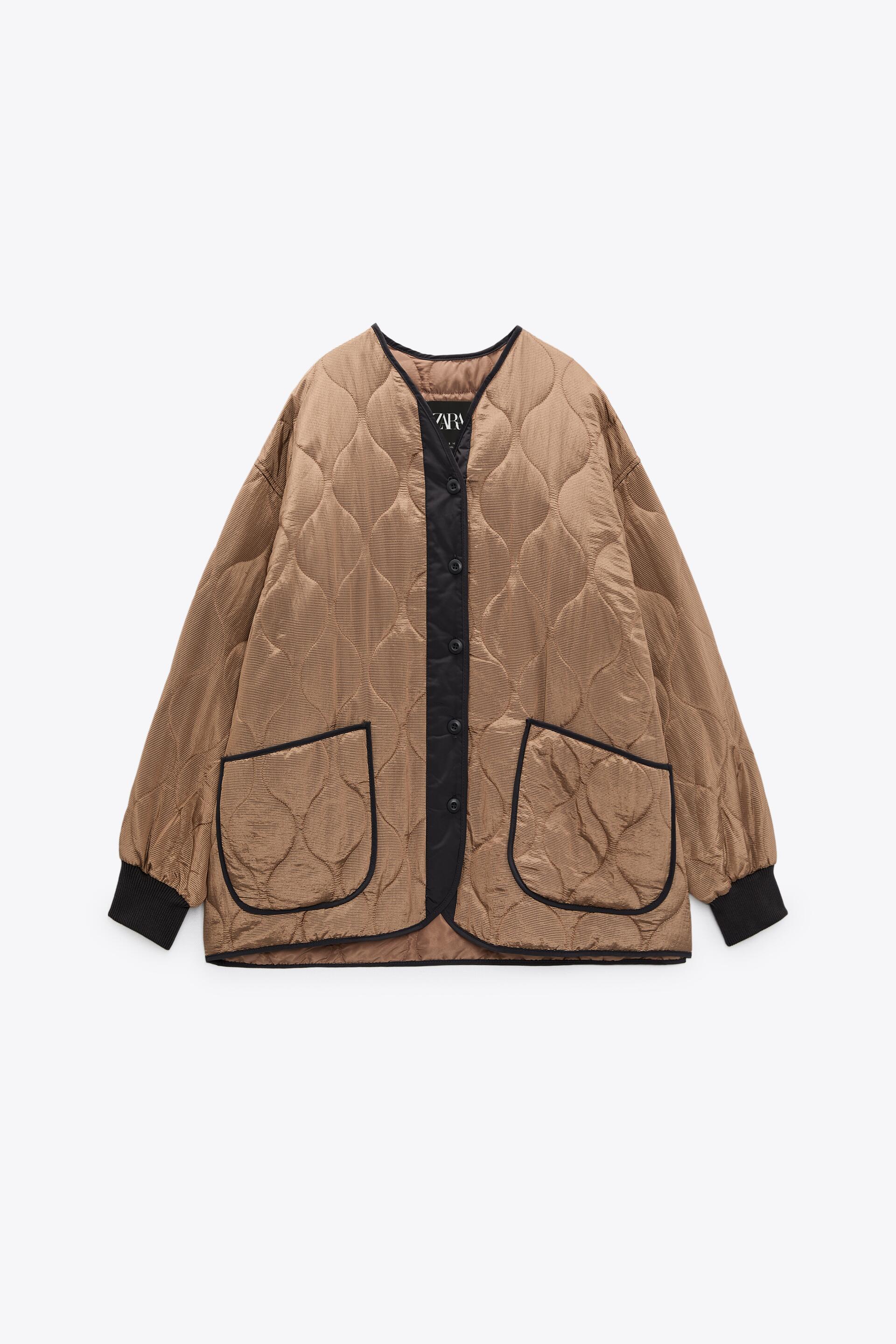 Water Repellent Puffer Jacket Dark Beige Zara United Kingdom