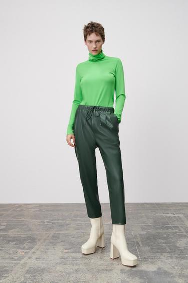 Hombre Pantalón Efecto Piel Negro | Pantalones ZARA \u003c Blog Be