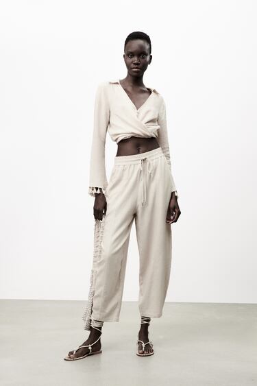 FADED LINEN BLEND TROUSERS