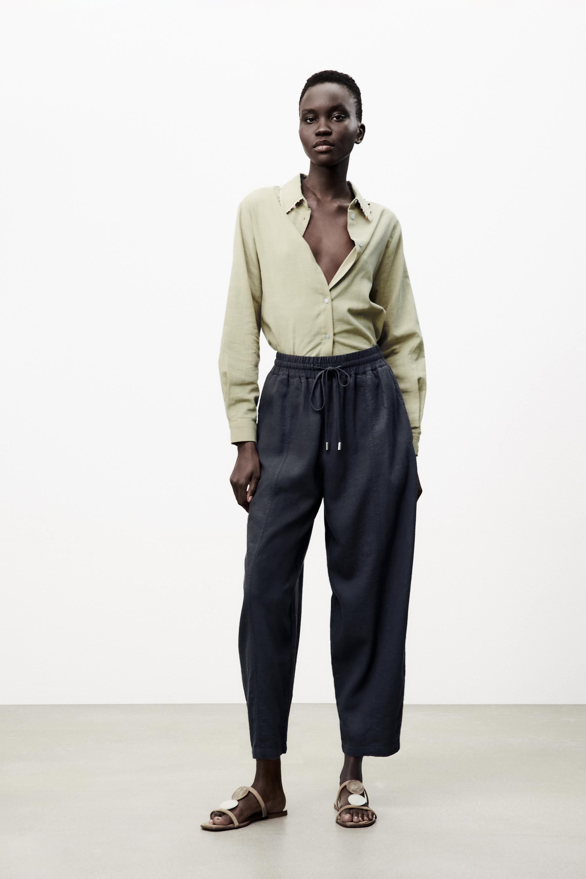 PANTALÓN EFECTO LAVADO CON LINO - Arena | ZARA España