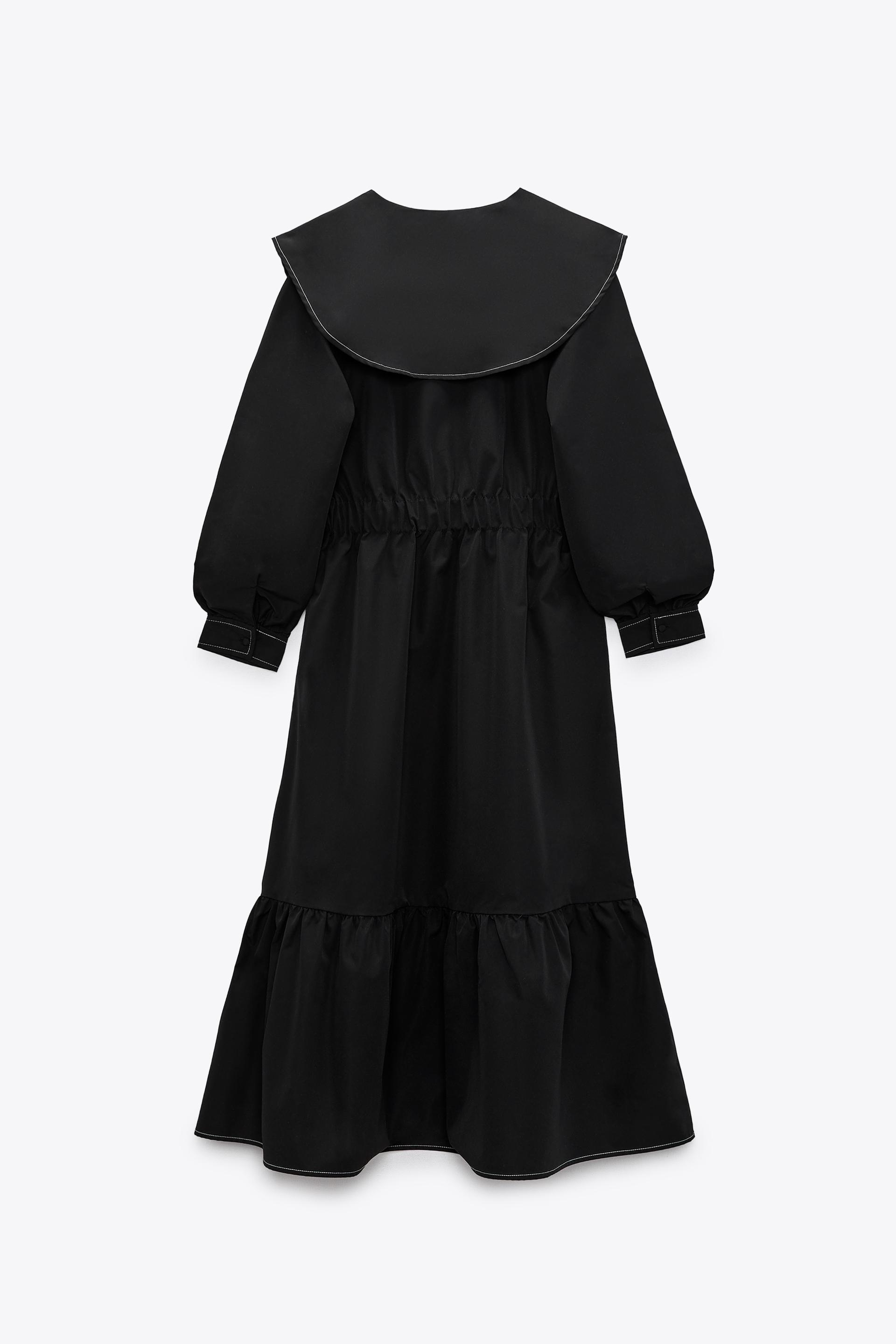 ピーターパンカラー ミディワンピース ブラック Zara Japan 日本 ピーターパンカラー ミディワンピース ブラック Zara Japan 日本