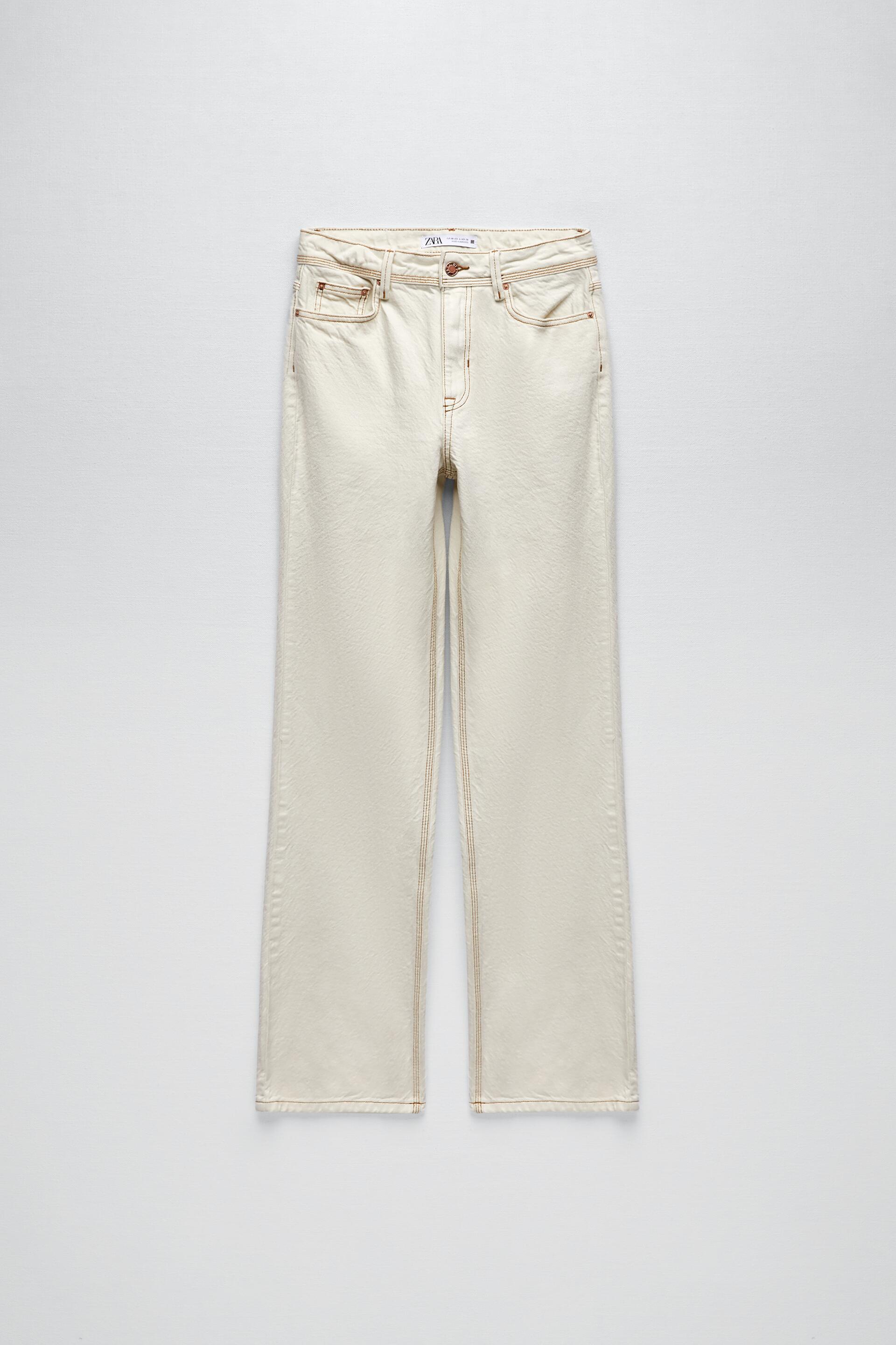 Z1975 MID RISE STRAIGHT LONG LENGTH JEANS - Ecru | ZARA United States