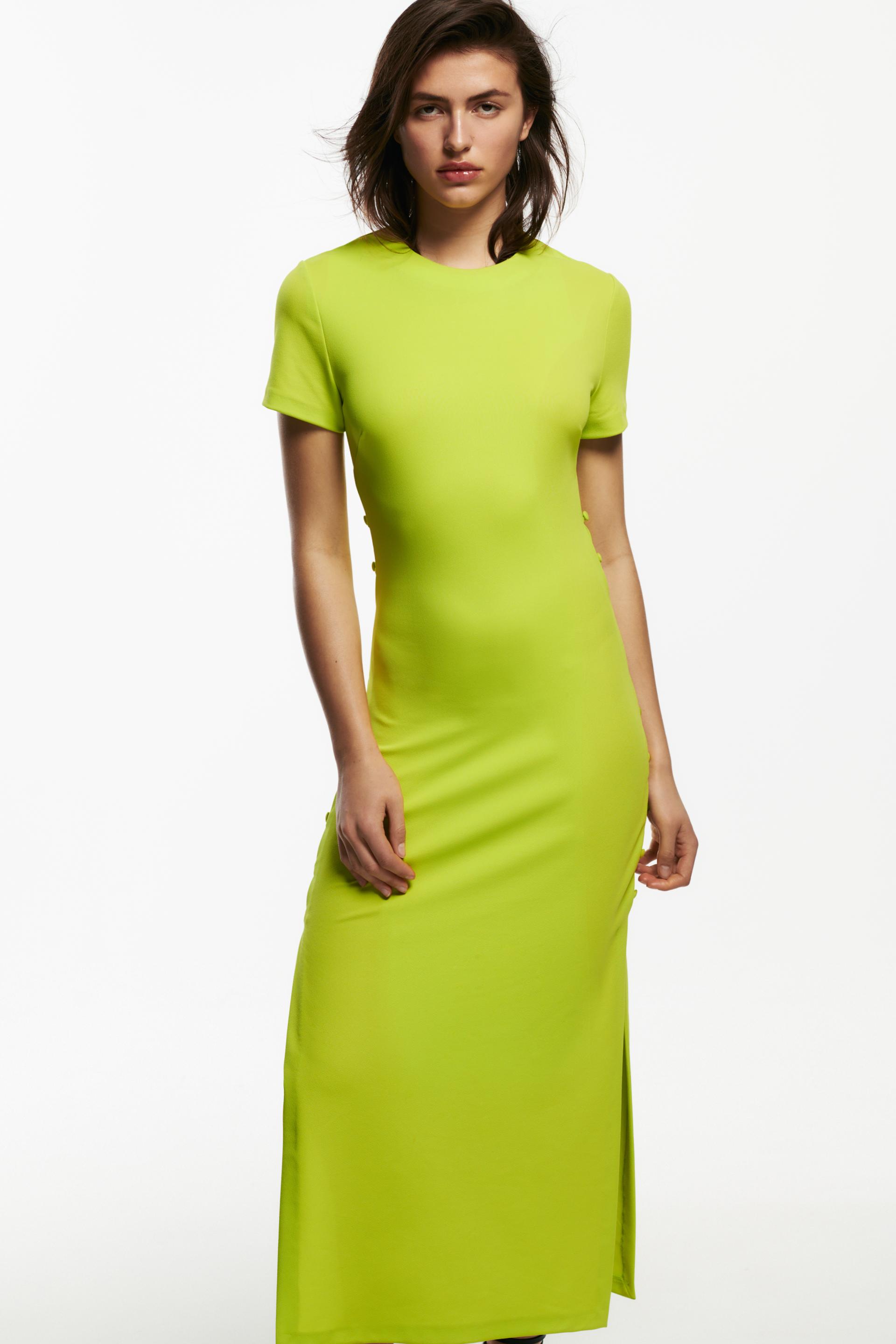 DRESS WITH BUTTONS - Lime | ZARA India