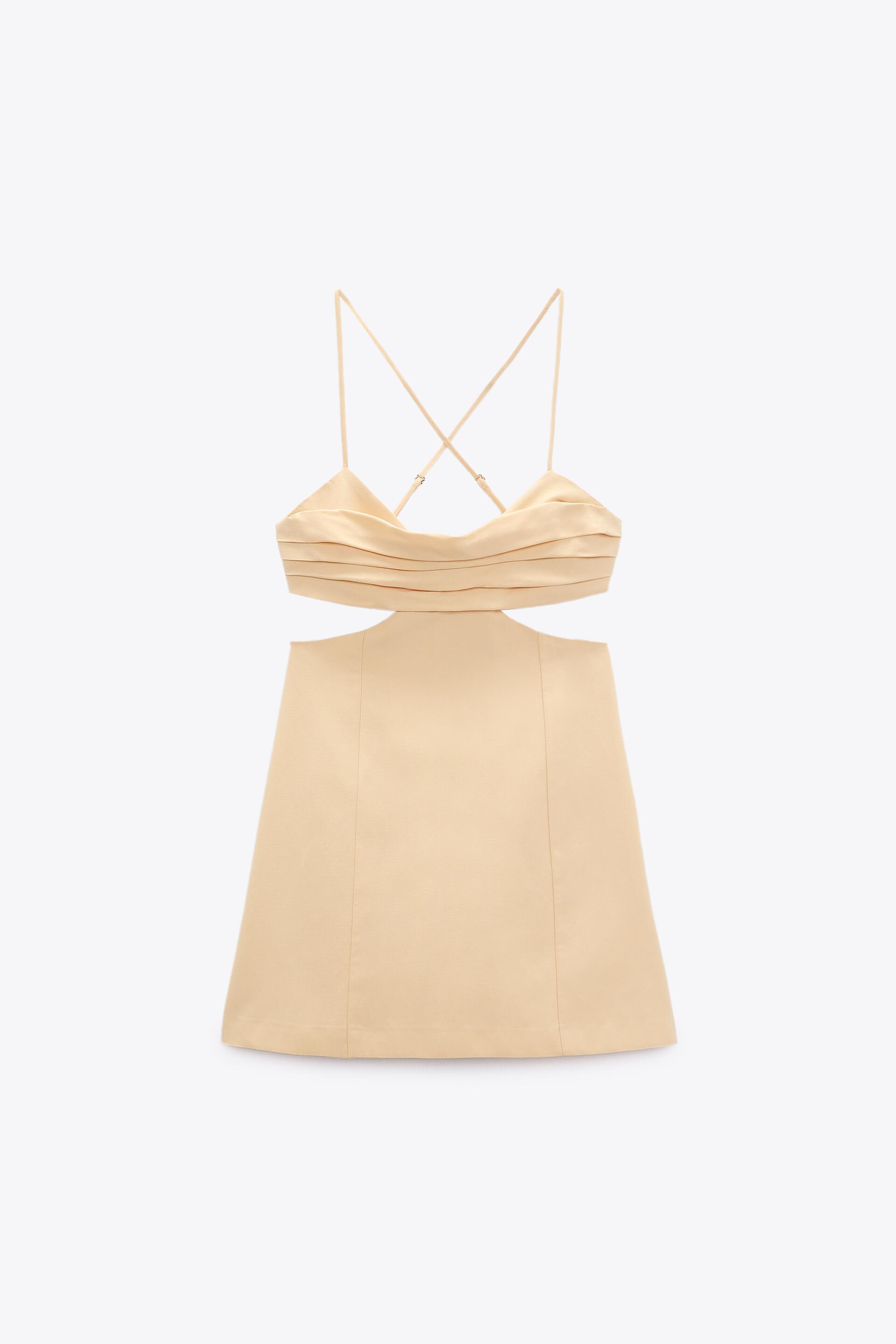 VESTITO MISTO LINO CON CUT OUT - Giallo chiaro | ZARA Italia / Italy