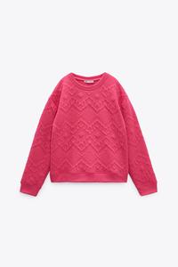 SUDADERA CHENILLA CROCHET - Crudo / Rojo | ZARA España