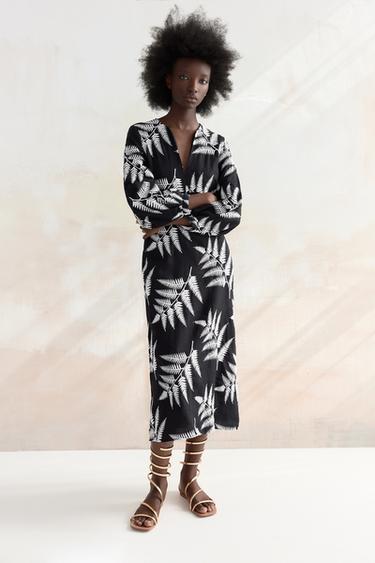 刺繍入りリネンワンピース ブラック Zara Japan 日本 刺繍入りリネンワンピース ブラック Zara Japan 日本