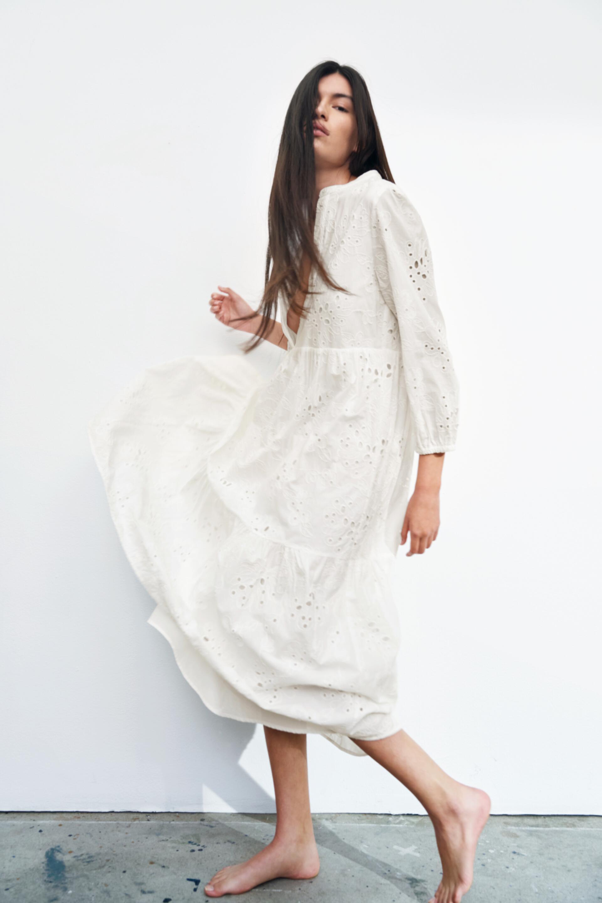 カットワーク刺繍ワンピース ホワイト Zara Japan 日本
