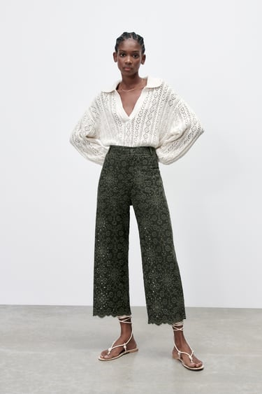 TROUSERS WITH CUTWORK EMBROIDERY