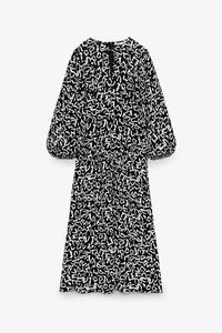 VESTIDO MIDI ESTAMPADO - Blanco / Negro | ZARA España