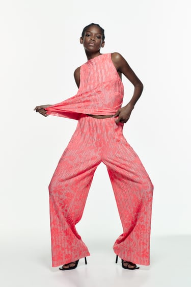 PLEATED JACQUARD TROUSERS