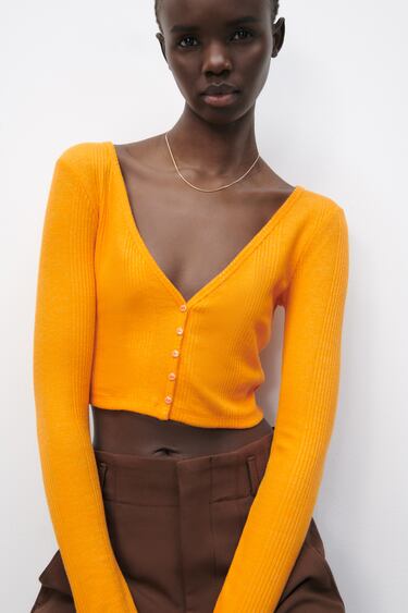 Image 0 of RIBBED CROPPED JACKET from Zara