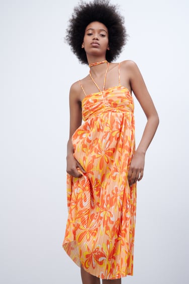 Image 0 of PLEATED PRINTED DRESS from Zara