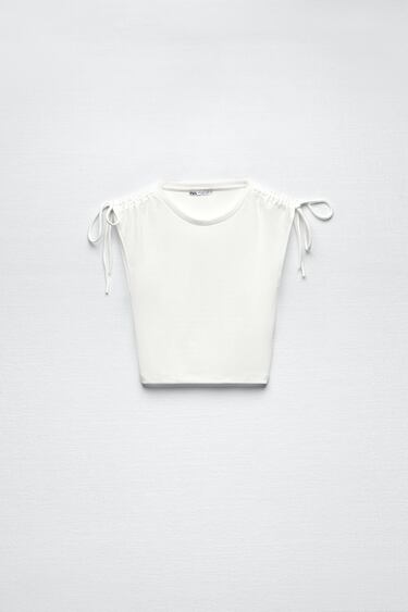 T-SHIRT WITH GATHERED SHOULDERS