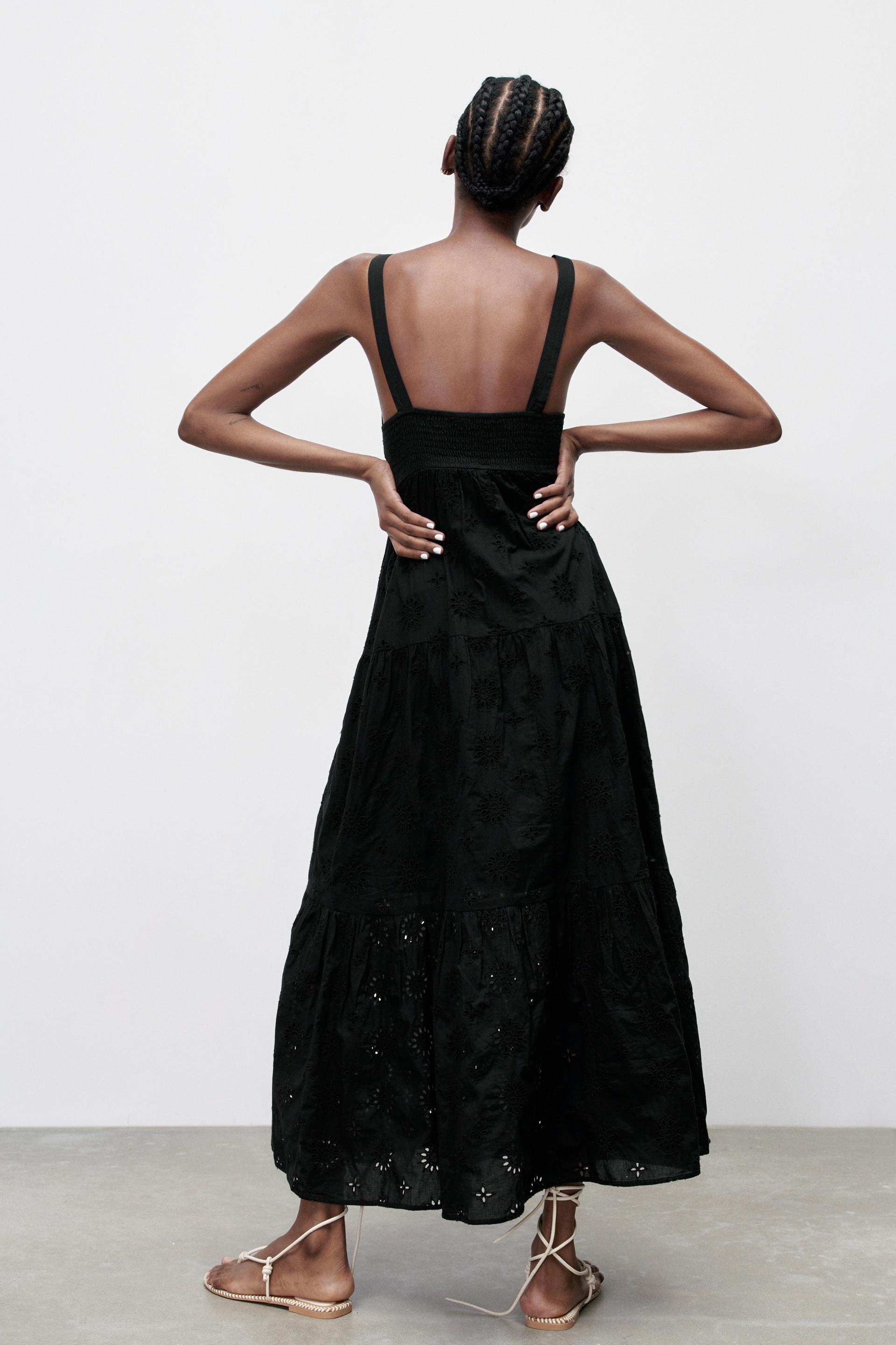 VESTIDO BORDADOS PERFORADOS - Negro | ZARA España