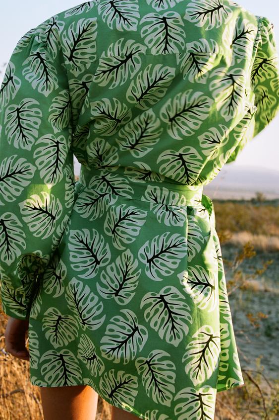 花柄ミニワンピース グリーン Zara Japan 日本 花柄ミニワンピース グリーン Zara Japan 日本