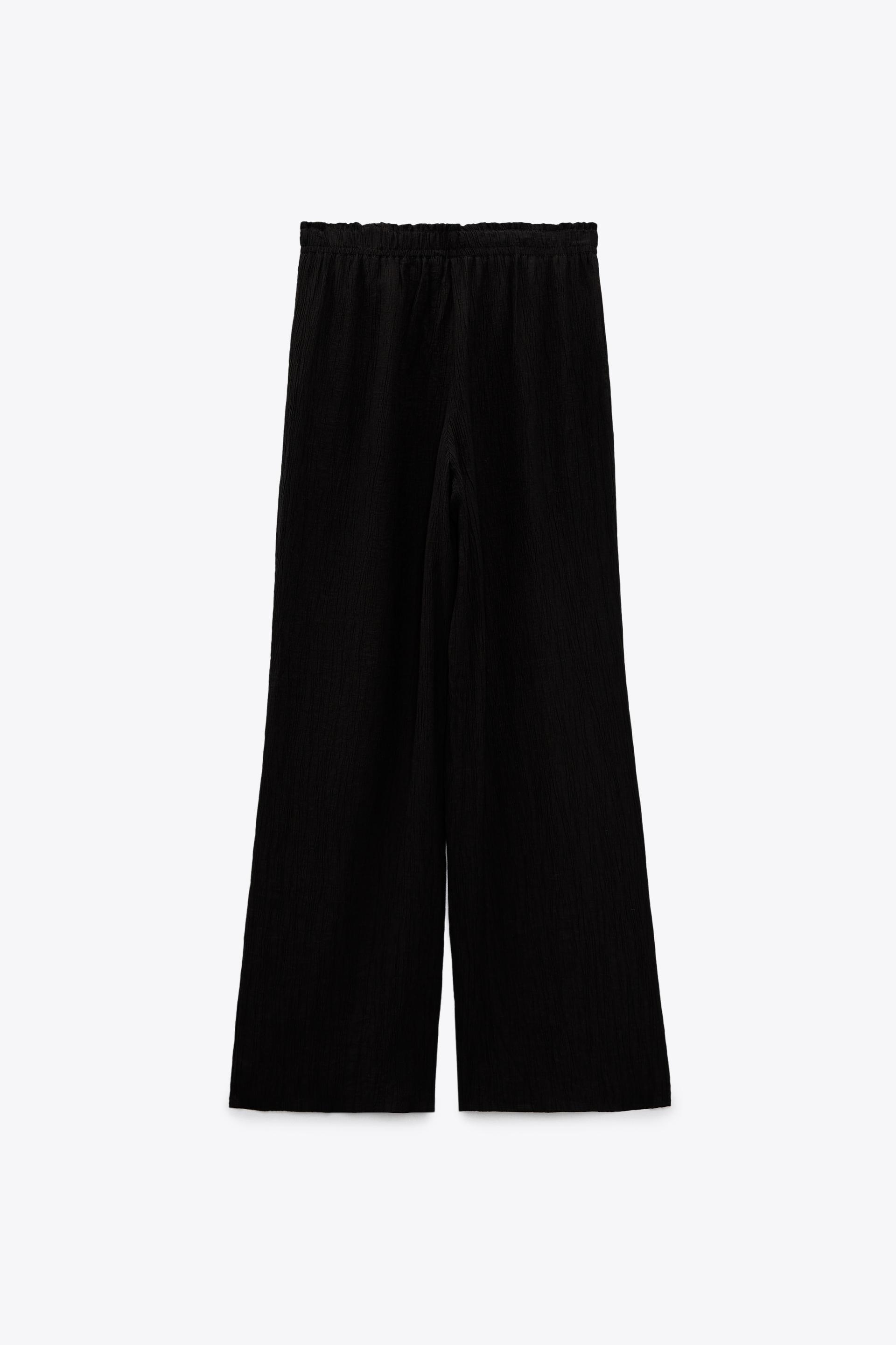 FULL LENGTH TEXTURED TROUSERS - Black 