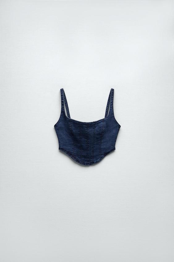 TOP A CORSETTO IN DENIM - Blu Marino | ZARA Italia / Italy