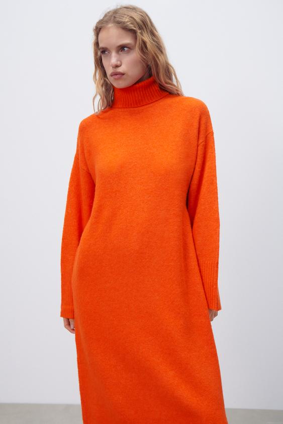 オーバーサイズニットワンピース オレンジ色 Zara Japan 日本 オーバーサイズニットワンピース オレンジ色 Zara Japan 日本