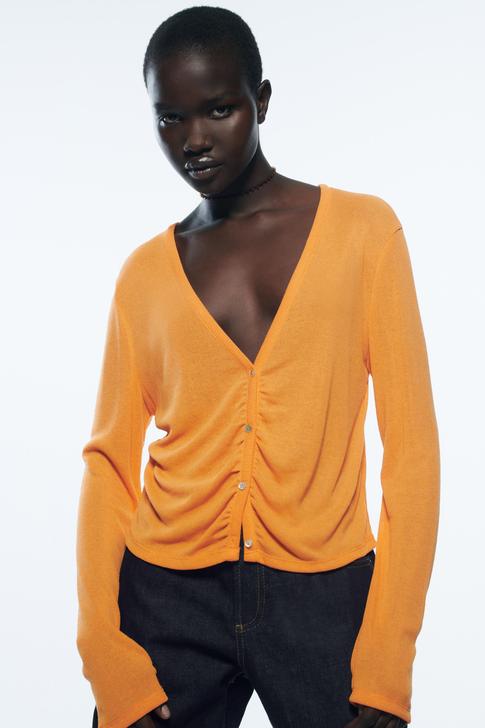CARDIGAN ARRICCIATO CON BOTTONI - Arancione | ZARA Italia / Italy