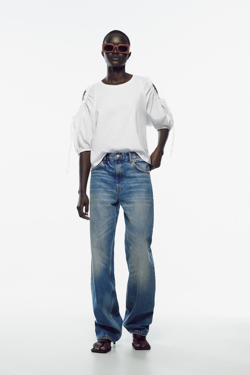Cold shoulder white t shirt shop