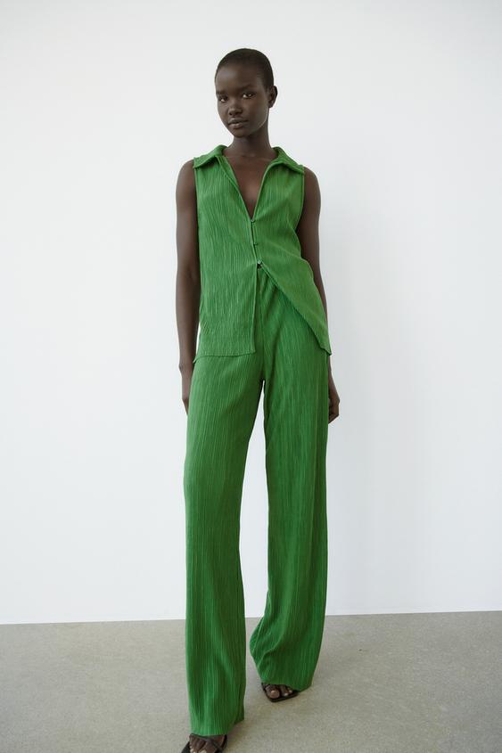 PLEATED TROUSERS - Green | ZARA Spain