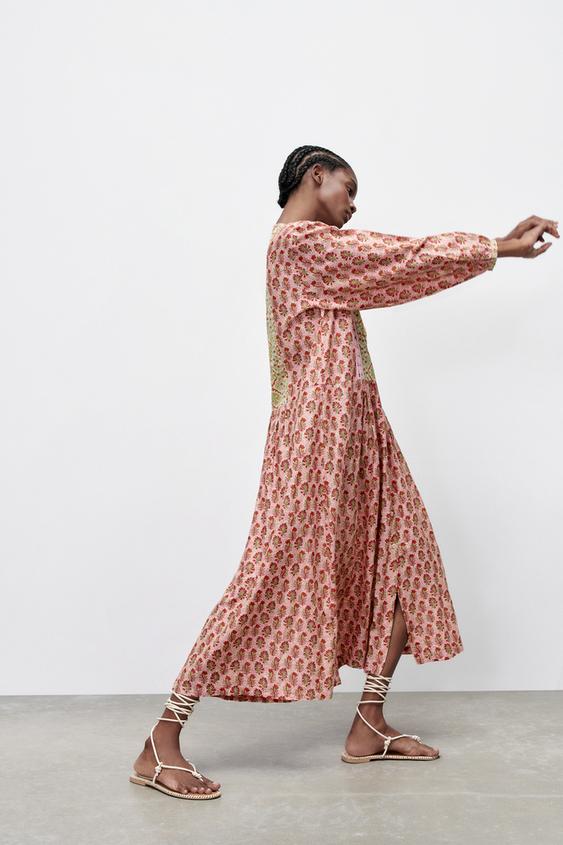 クロシェ プリント ワンピース ペールピンク Zara Japan 日本 クロシェ プリント ワンピース ペールピンク Zara Japan 日本