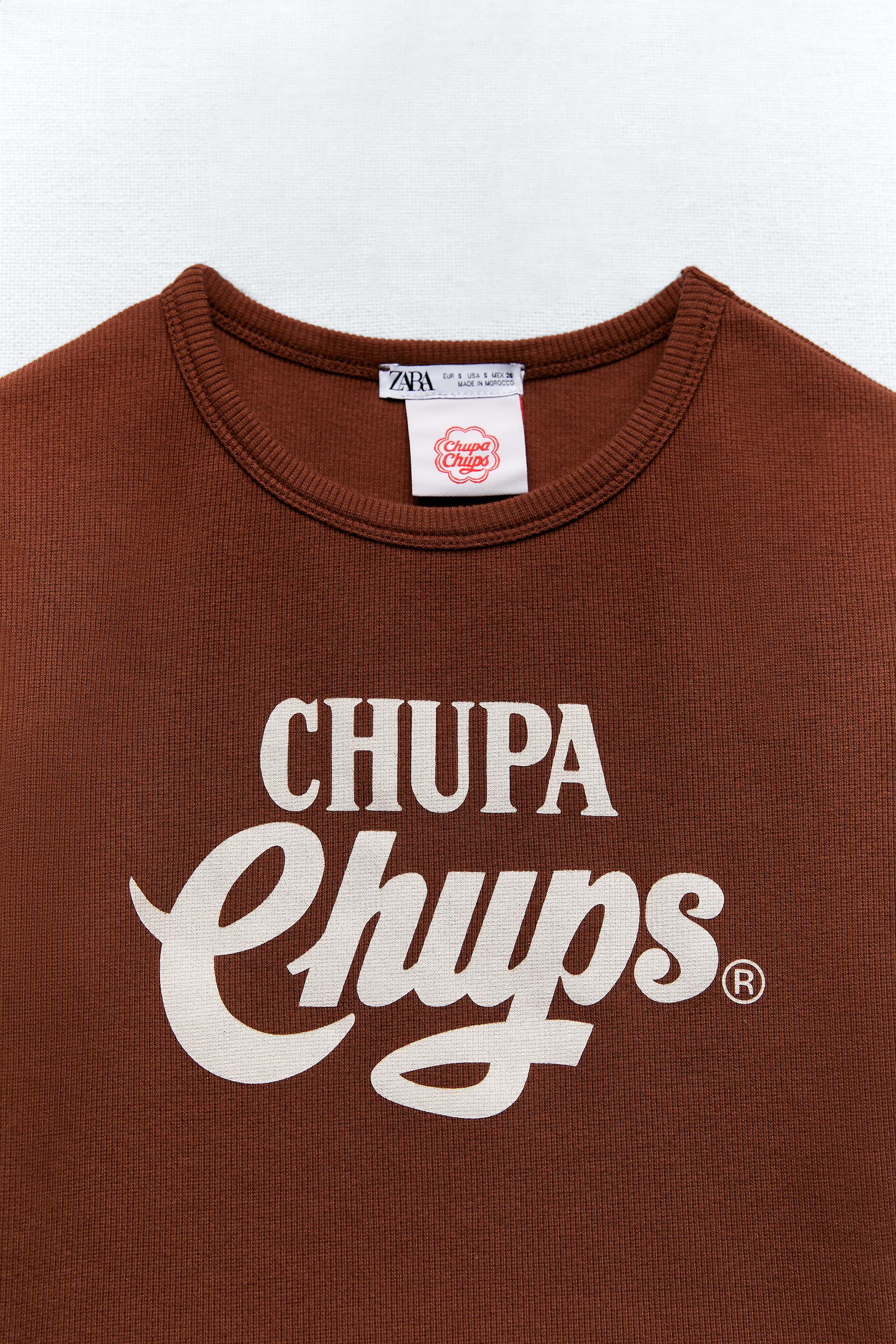 CROPPED CHUPA CHUPS® T-SHIRT - Brown | ZARA Spain