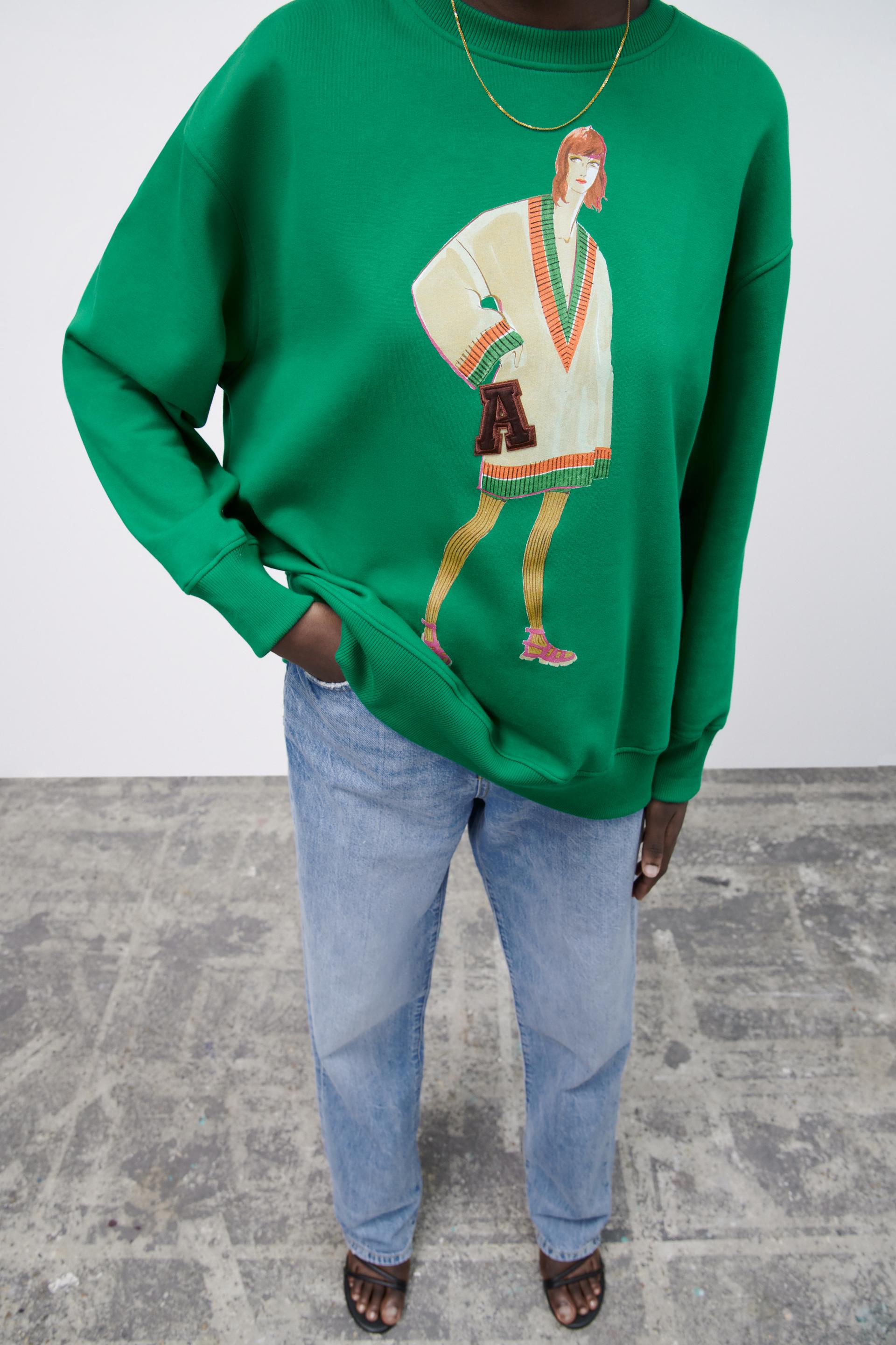 SUDADERA RIB CHICA - Verde medio | ZARA España